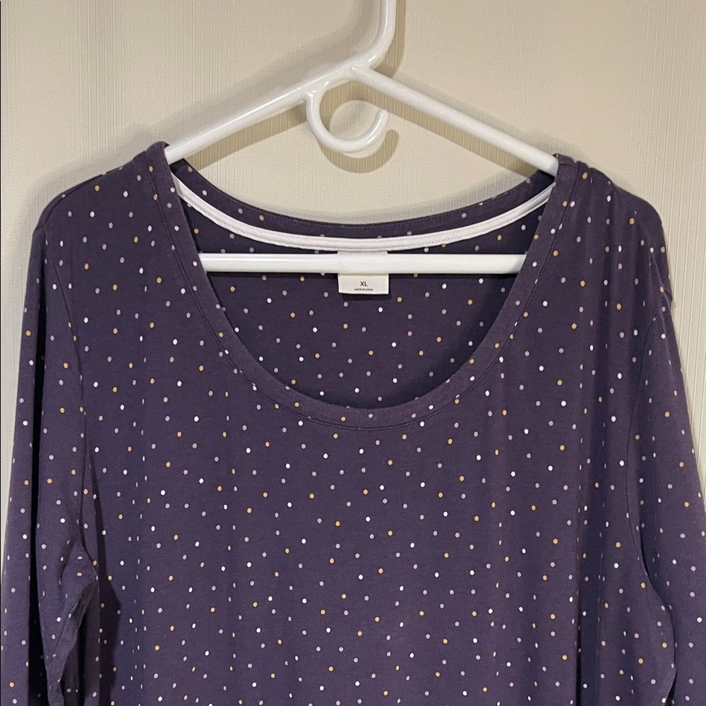 NWOT Soma Navy, Crew Neck, 3/4 Sleeve Nightgown with Polka Dots Size XL - Picture 3 of 12